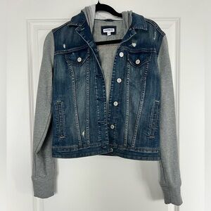 Express Blue Denim Jacket with Gray Sleeves